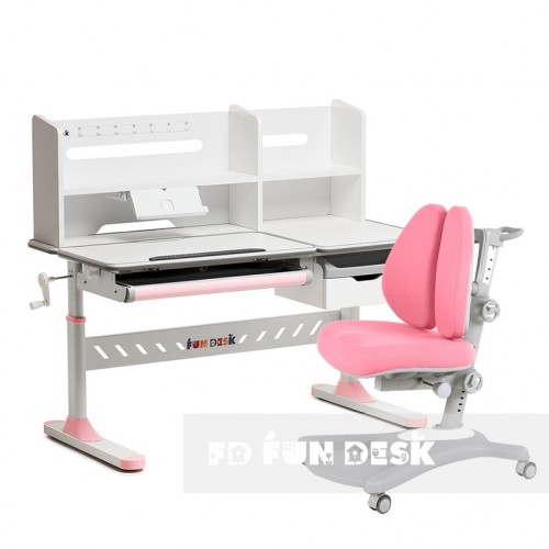 Комплект стол-трансформер Fundesk Fiore ll Pink + эргономичное кресло Fundesk Fortuna Pink